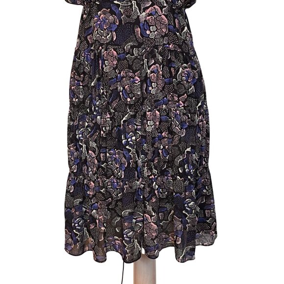 I Love Ronson V-Neck Floral Dress Med Black Multicolor Babydoll Tiered Fairygoth - Picture 6 of 10